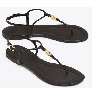 Tory Burch Emmy T-Strap Black Sandals